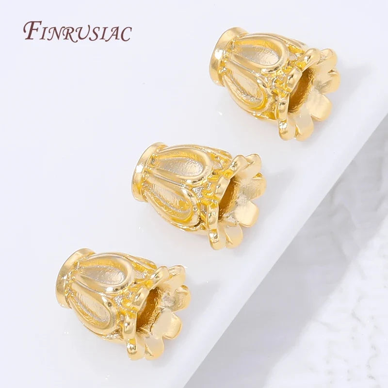 Tulip Flower Tassel End Caps – Gold Brass Bead Cap Findings