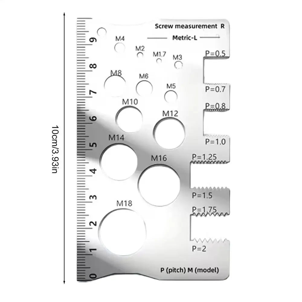 Stainless Steel Screw Thread Gauge Ruler | 0–80mm Accurate