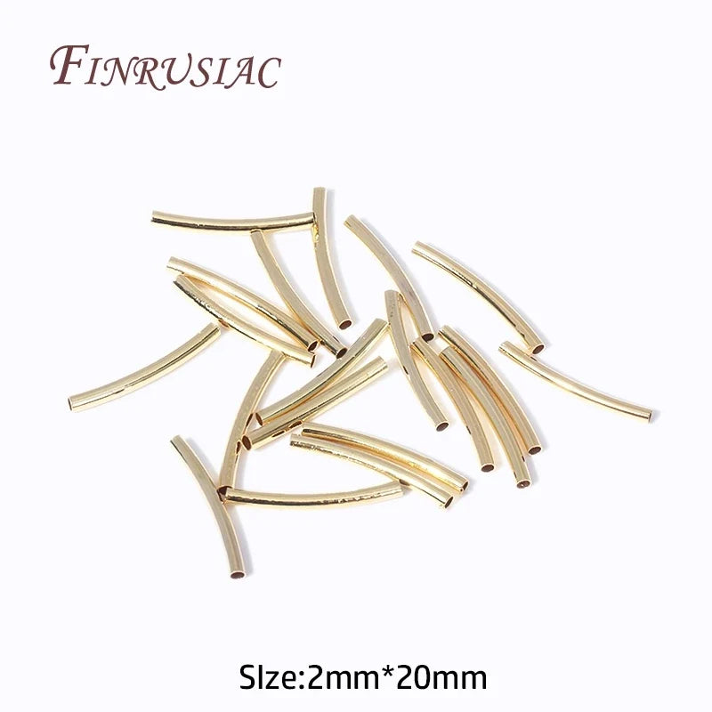 50 Pcs 18K Gold Plated Curved Tube Beads – DIY Jewelry Making