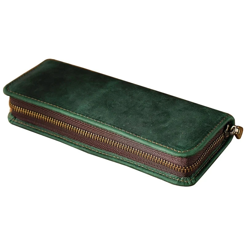 ZHUTING Retro Leather Pencil Case | Compact Pen Bag Gift