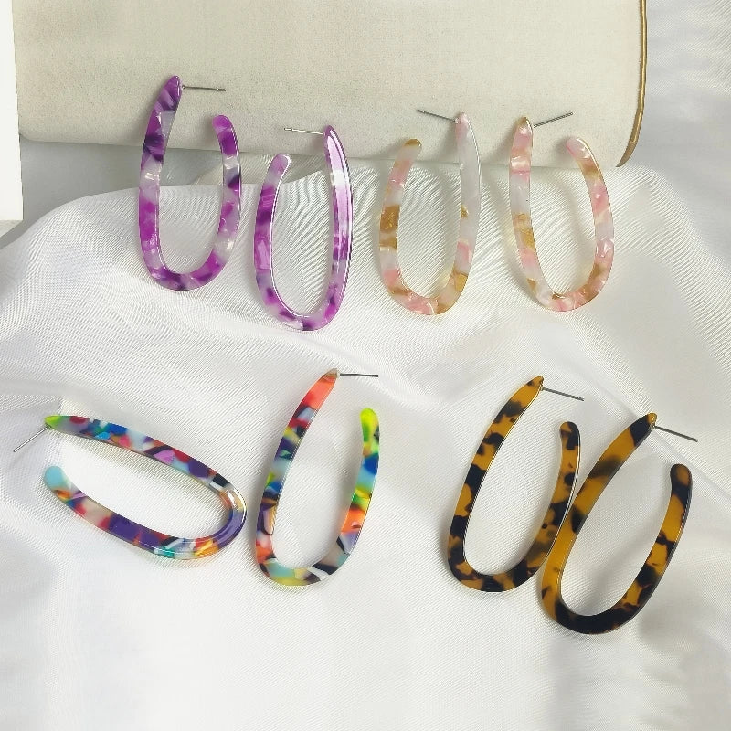 Women's U-Shaped Acetate Drop Earrings – Elegant Fashion Jewelry