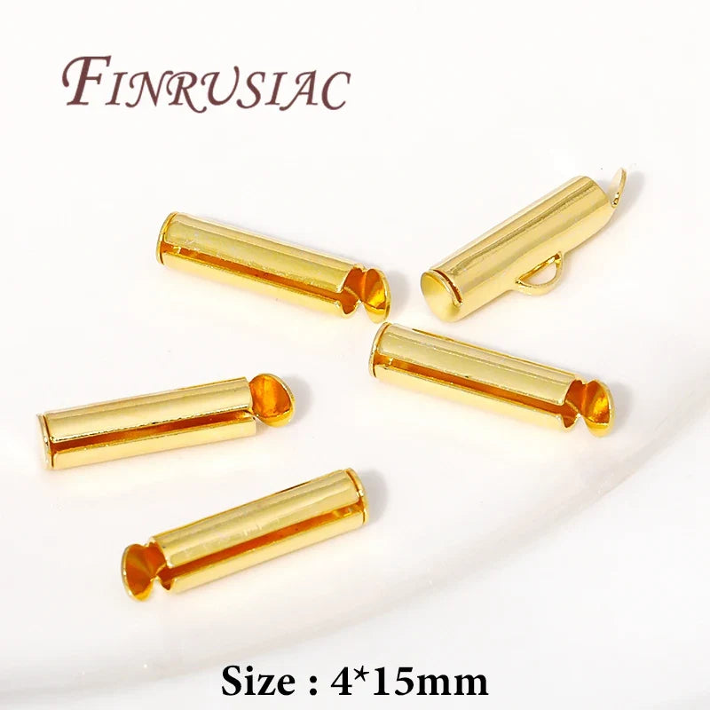 18K Gold Plated Crimp End Beads Slide Clasp Connectors DIY