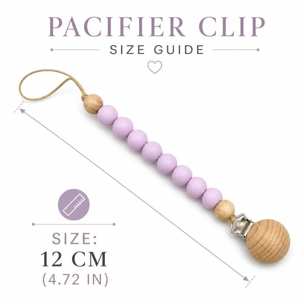 Silicone Wood Pacifier Clip – Food Grade Baby Soother Holder