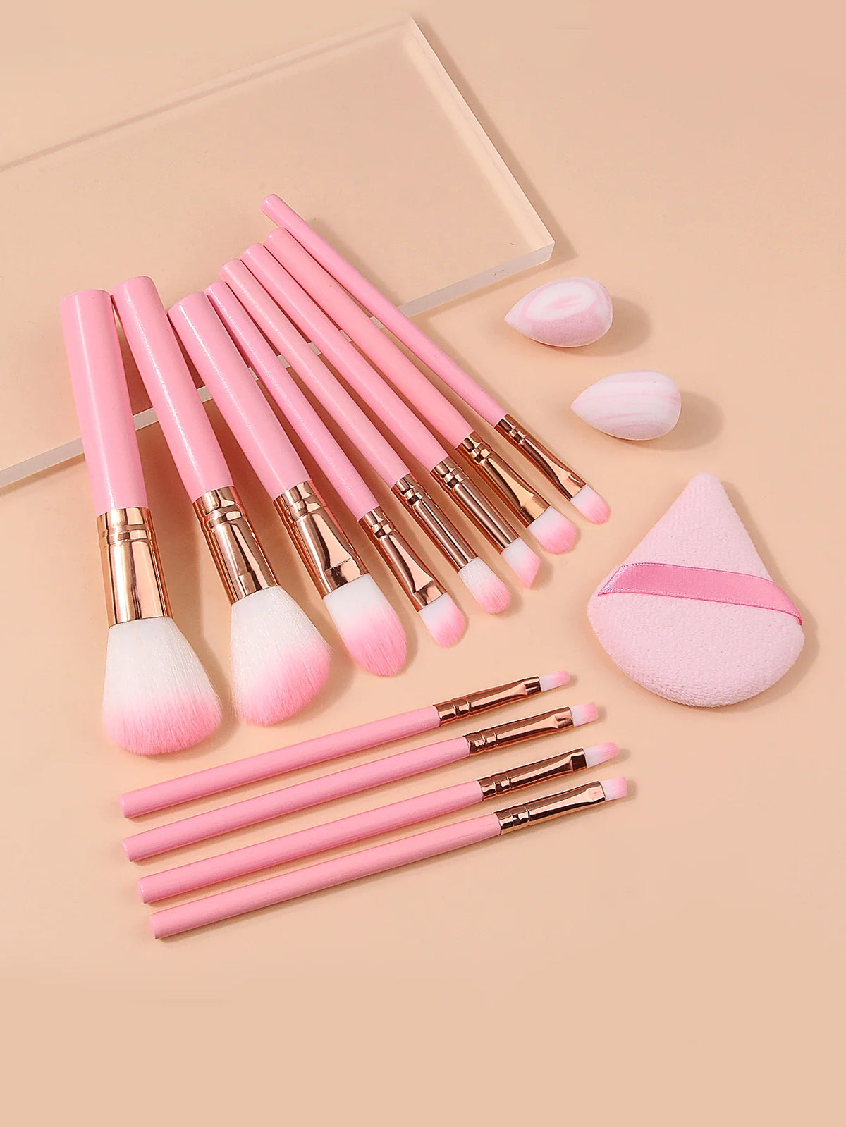 15-Piece Makeup Brush Set with Sponge & Puff | Nixie