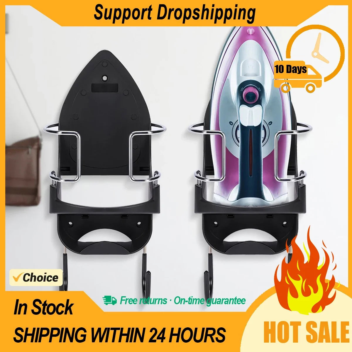 Wall Mount Ironing Board Holder & Iron Hanger Rack – Metal