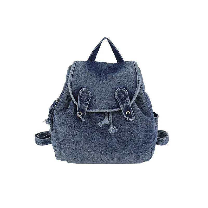Women's Denim Backpack Large Capacity Retro Travel Bag