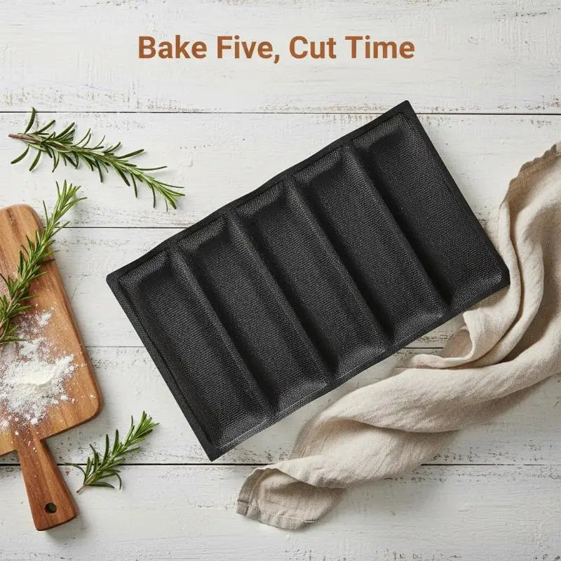 5-Cavity Silicone French Bread Baking Pan – Non-Stick Mold