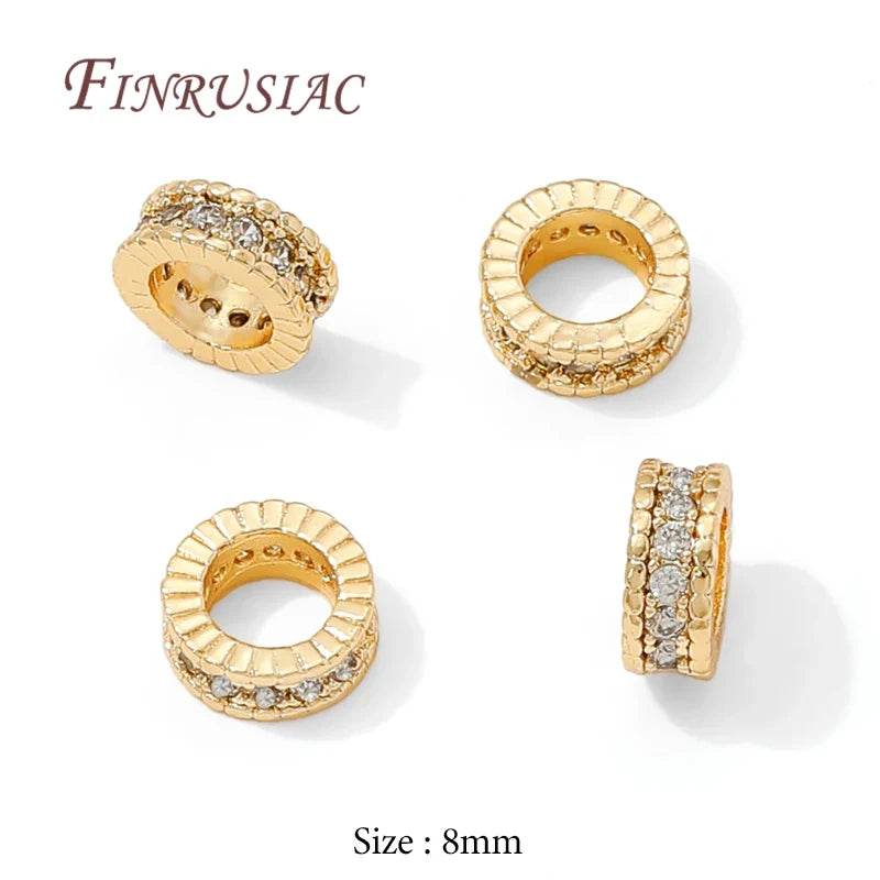 18K Gold Plated Zircon Round Spacer Beads 4mm 6mm 8mm – DIY