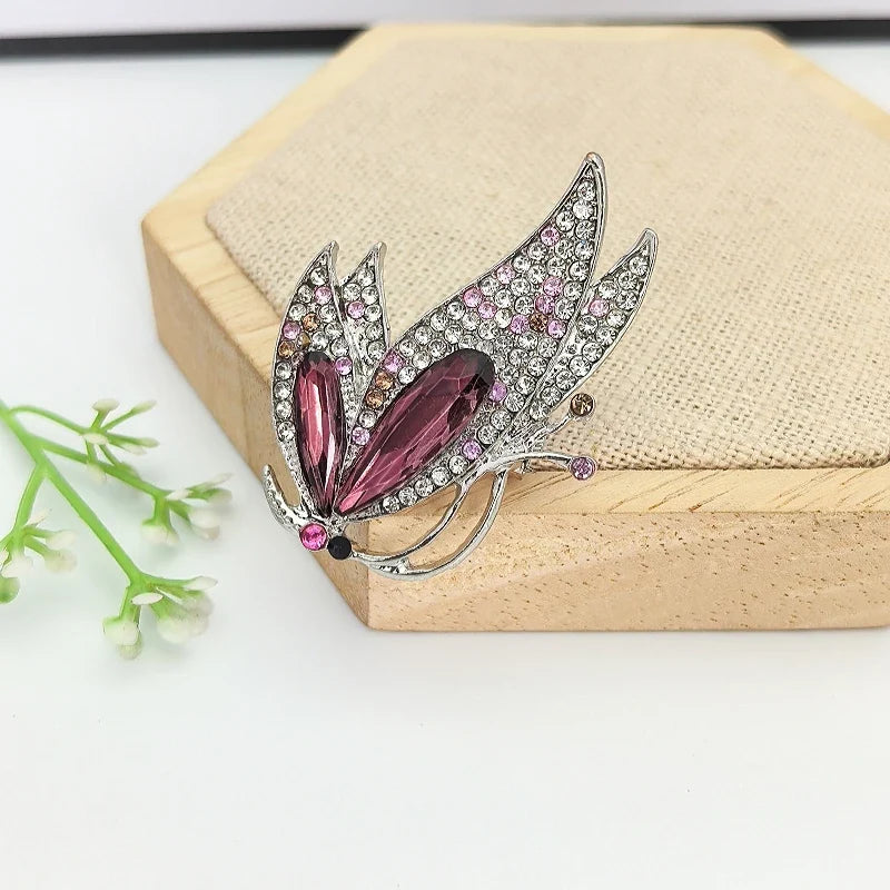 Purple Crystal Butterfly Brooch – Elegant Luxury Fashion Pin