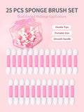 25Pcs Double-Sided Nail Art Brush & Powder Applicator Sponge Set