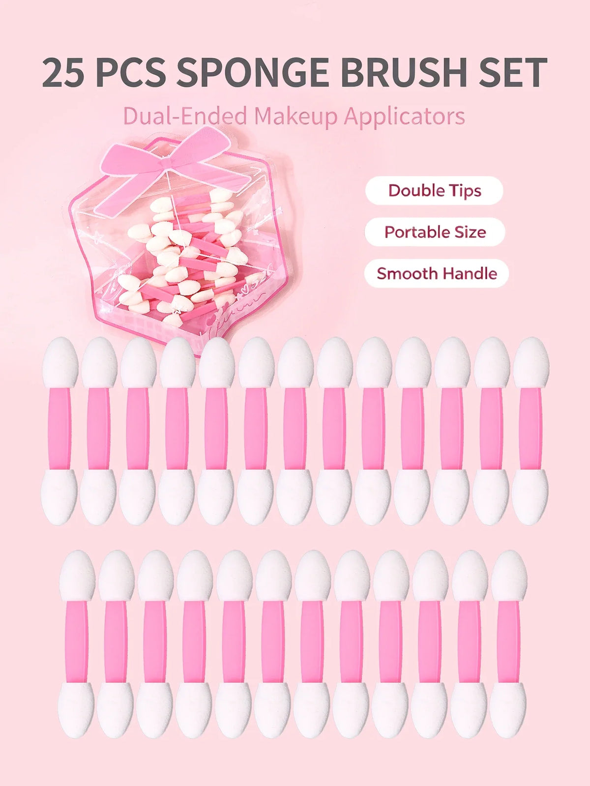 25Pcs Double-Sided Nail Art Brush & Powder Applicator Sponge Set