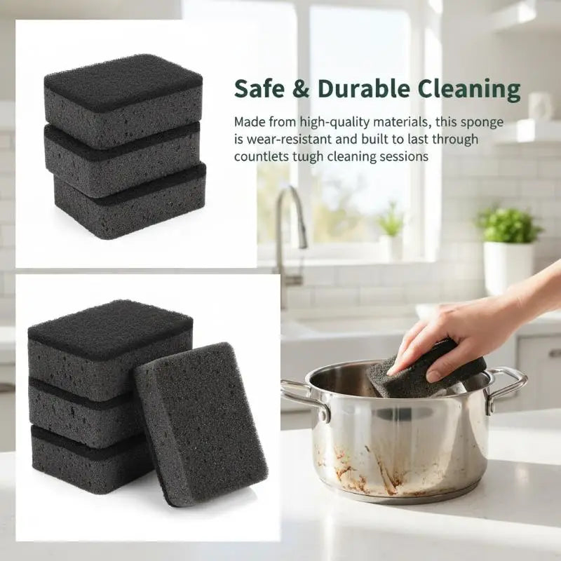Black Seaweed Sponge Scrubbing Pads – Kitchen Cleaning (5/10pk)