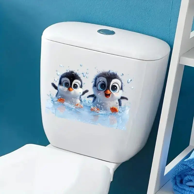 Penguin Toilet Lid Sticker – Waterproof Self-Adhesive PVC Decal