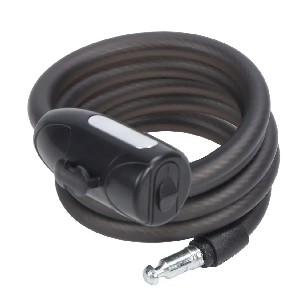 Coiled Bike Cable Lock PVC & Steel, Matte Black, 2 Keys – 4.9ft