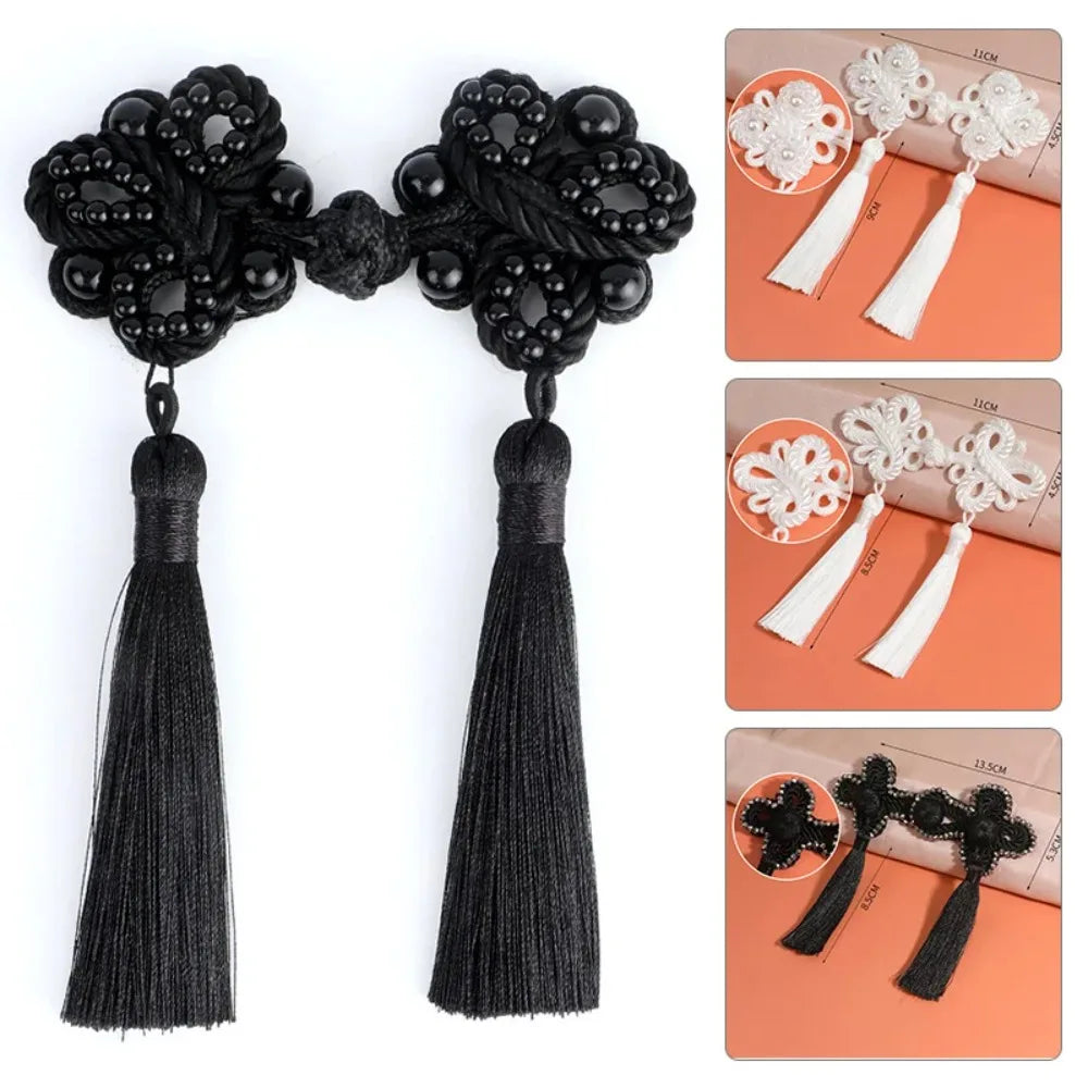 Chinese Tassel Plate Buckle Hand-Beaded Knot Button DIY