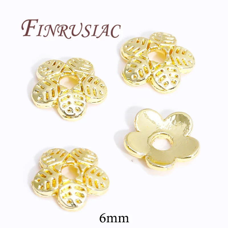 18K/14K Gold Plated Flower Bead Caps – DIY Jewelry Spacers