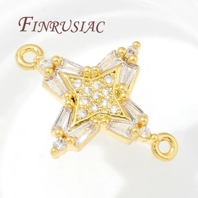 18K Gold Plated Zircon Crystal Charm Connectors – DIY Jewelry