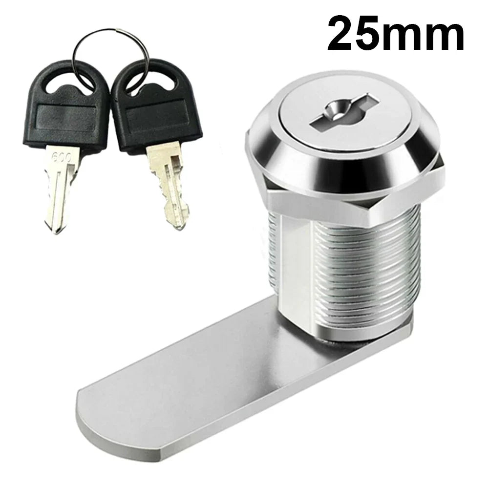 Cam Lock 16–30mm Zinc Alloy Cabinet Drawer Mailbox Lock + 2 Keys