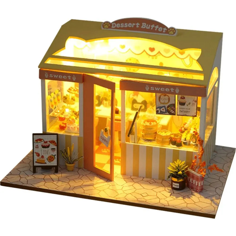 Japanese DIY Dollhouse Kit – Sushi Flower Shop with LED Lights