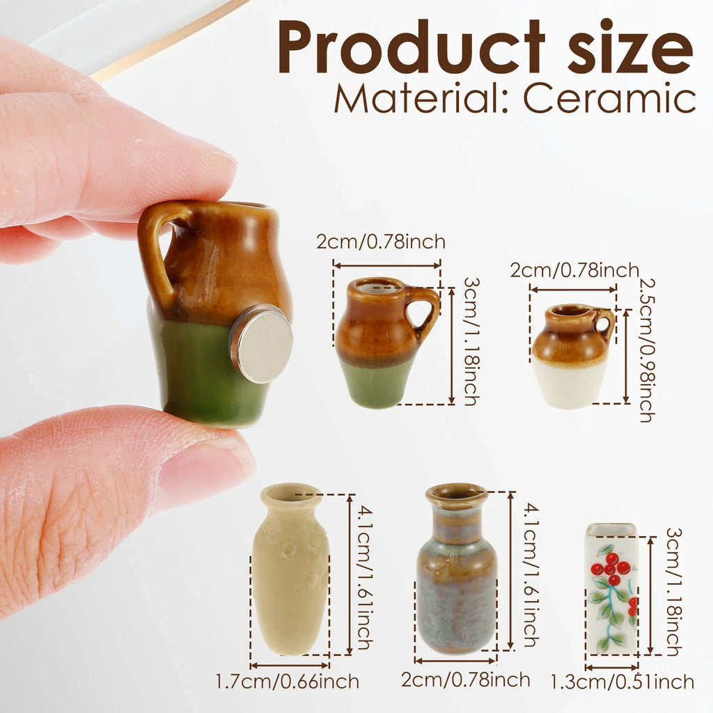 Ceramic Mini Vase Fridge Magnets – 3 or 5 Pcs Plant Décor