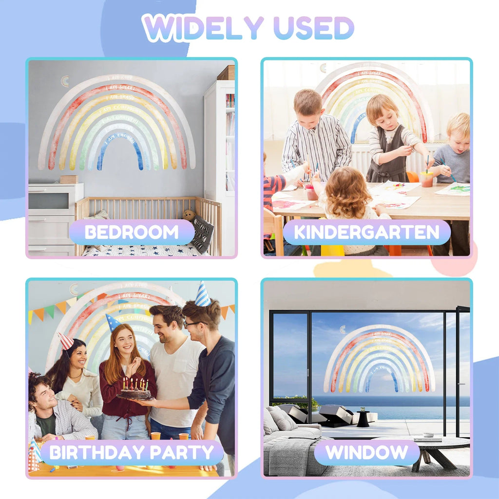 Colorful Rainbow Boho Wall Decals – Large 5-Piece PVC Sticker