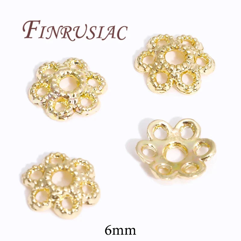 18K/14K Gold Plated Flower Bead Caps – DIY Jewelry Spacers