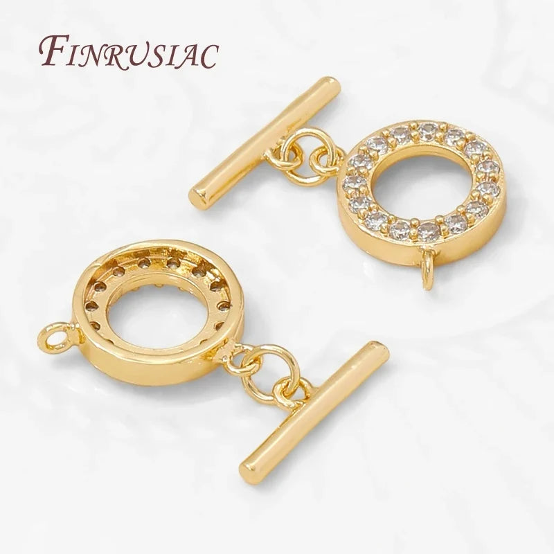 18K Gold Plated Toggle Clasp – Brass Zircon OT DIY Jewelry
