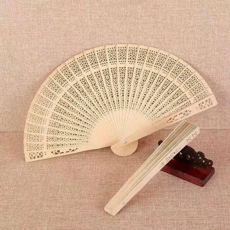 Hollow-Carved Wood Folding Fan – Wedding Favor & Home Décor