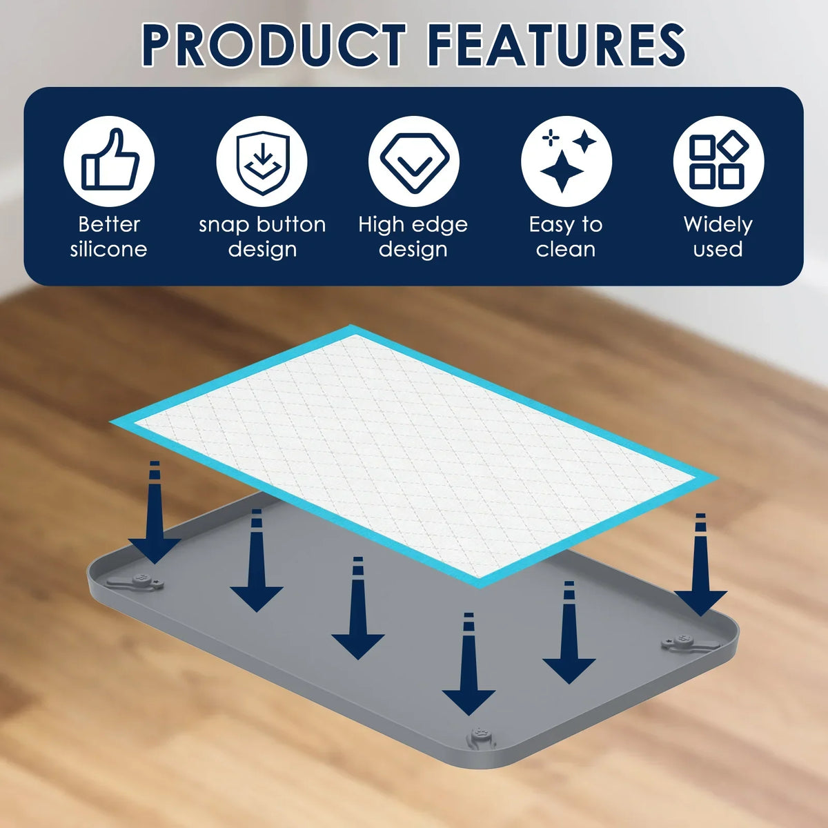 Silicone Dog Pee Pad Holder with Corner Snaps – S & L