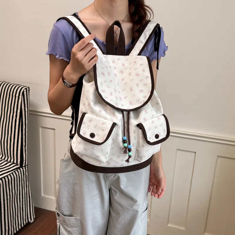 Floral Canvas Drawstring Backpack for Women | Nixie