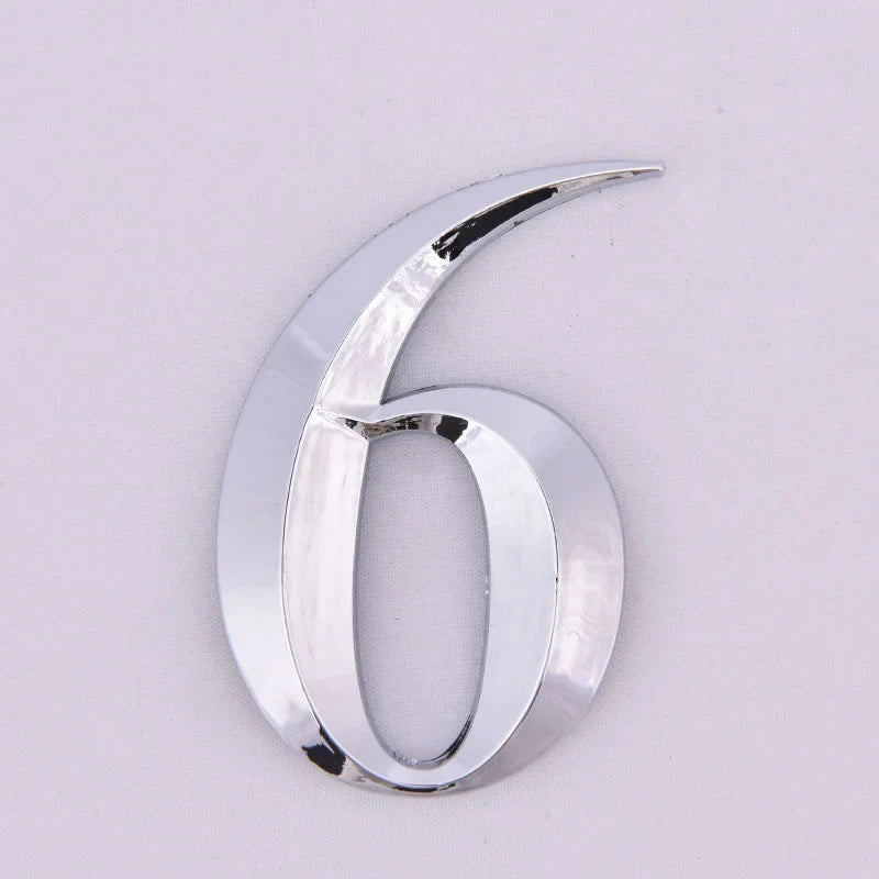 Self-Adhesive Chrome House Door Number Sign Sticker 7x4.5cm