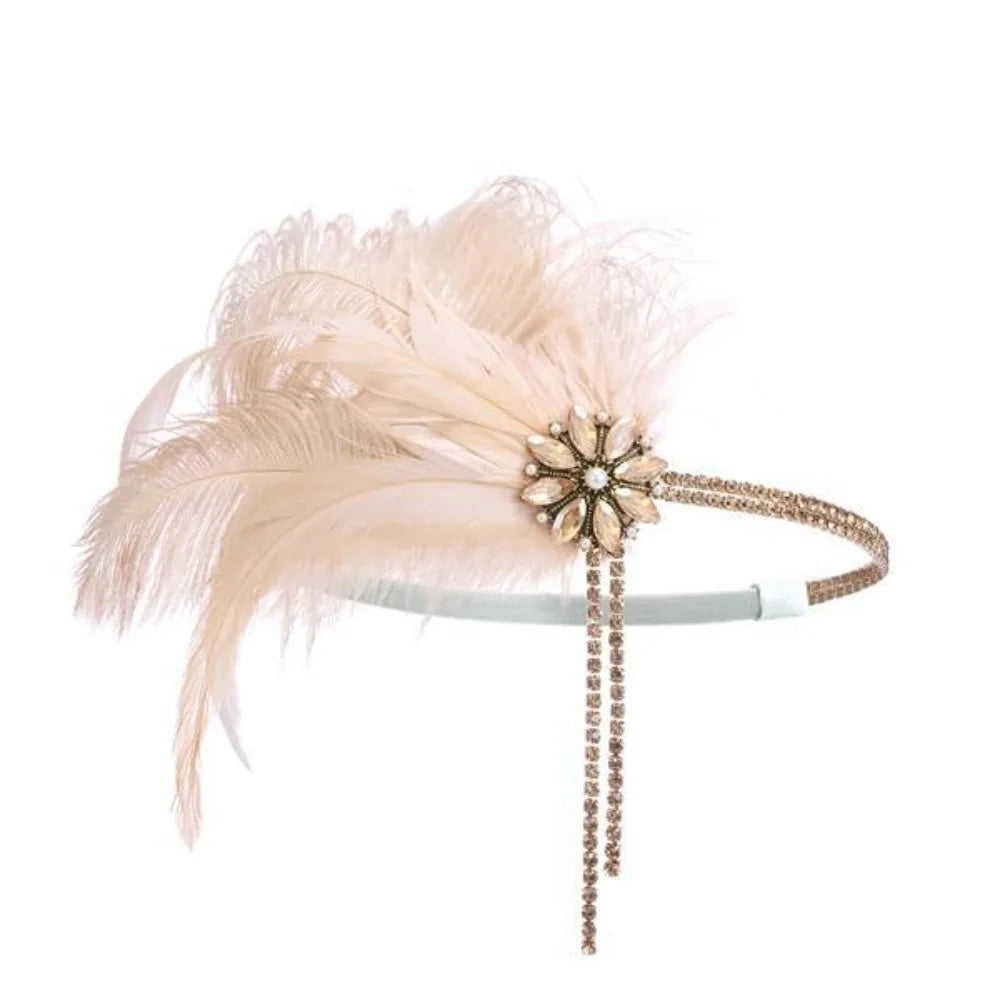 1920s Feather Hairband Rhinestone Headpiece | Gatsby Party