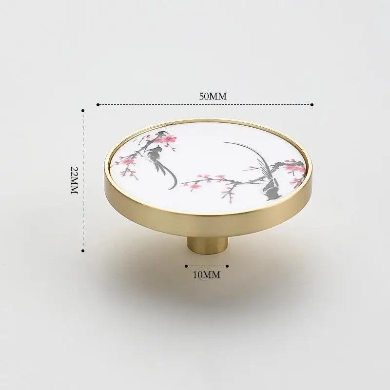 Chinese Ink Painting Zinc Alloy Cabinet Drawer Knob – Single Hole