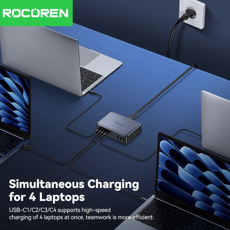 Rocoren 400W GaN Charging Station 10-Port USB-C & USB-A Hub