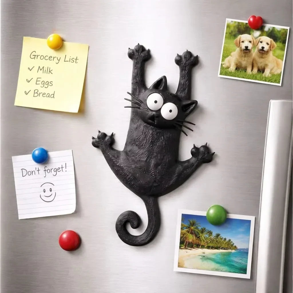 Cute Hanging Cat Refrigerator Magnet – Fun Kitchen Decoration