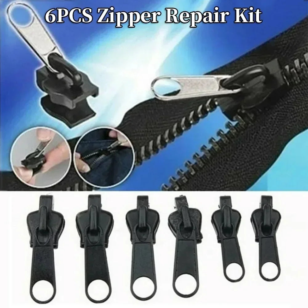 6-Pack Universal Zipper Repair Kit – Replacement Sliders S/M/L