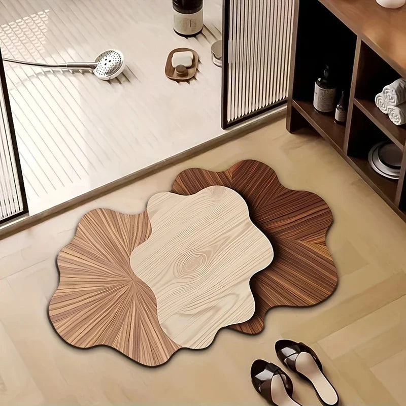Wood Grain Bathroom Mat – Non-Slip Stump Design 50×80cm