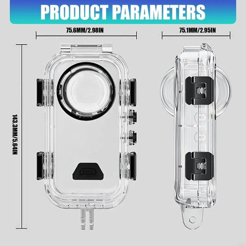 Waterproof Diving Case for Insta360 X6 – 60M Depth Housing
