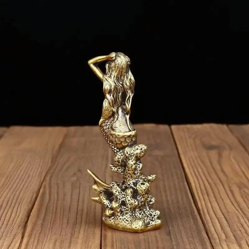 Mini Brass Mermaid Figurine Statue – Home Decor & Gift