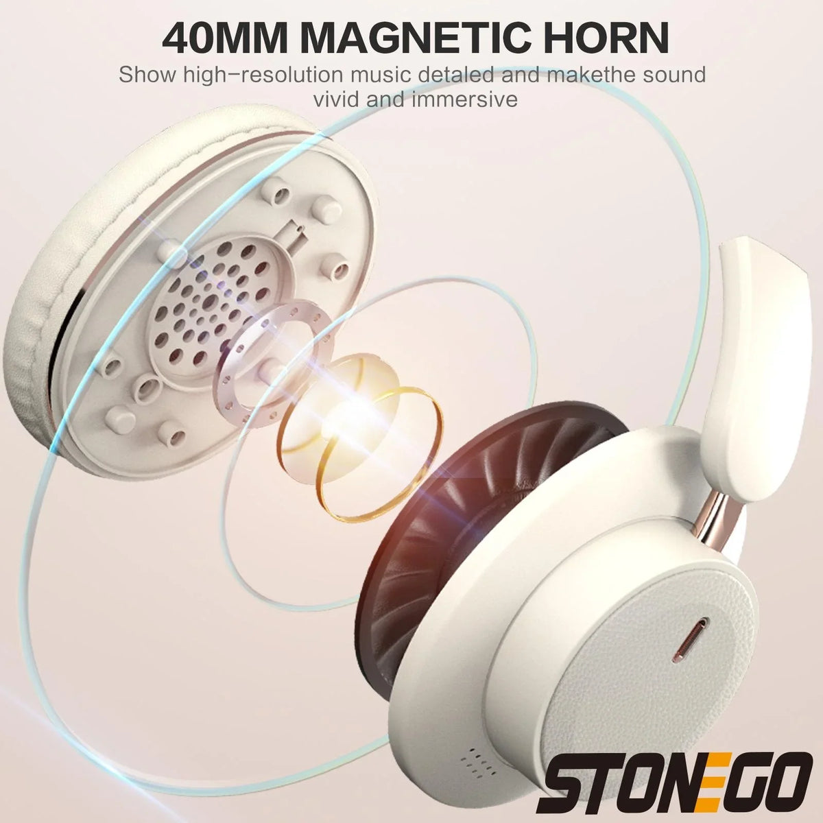 STONEGO BT 5.3 Foldable Over-Ear Wireless Headphones