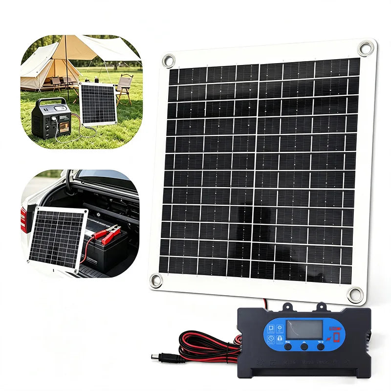 12W Solar Panel Kit with Controller – Portable Camp Charger