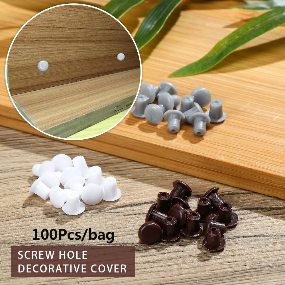 100Pcs Plastic Hole Plugs – Furniture Screw Hole Covers & Caps
