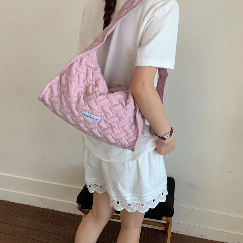 Korean Woven Women's Large Tote Shoulder & Crossbody Bag