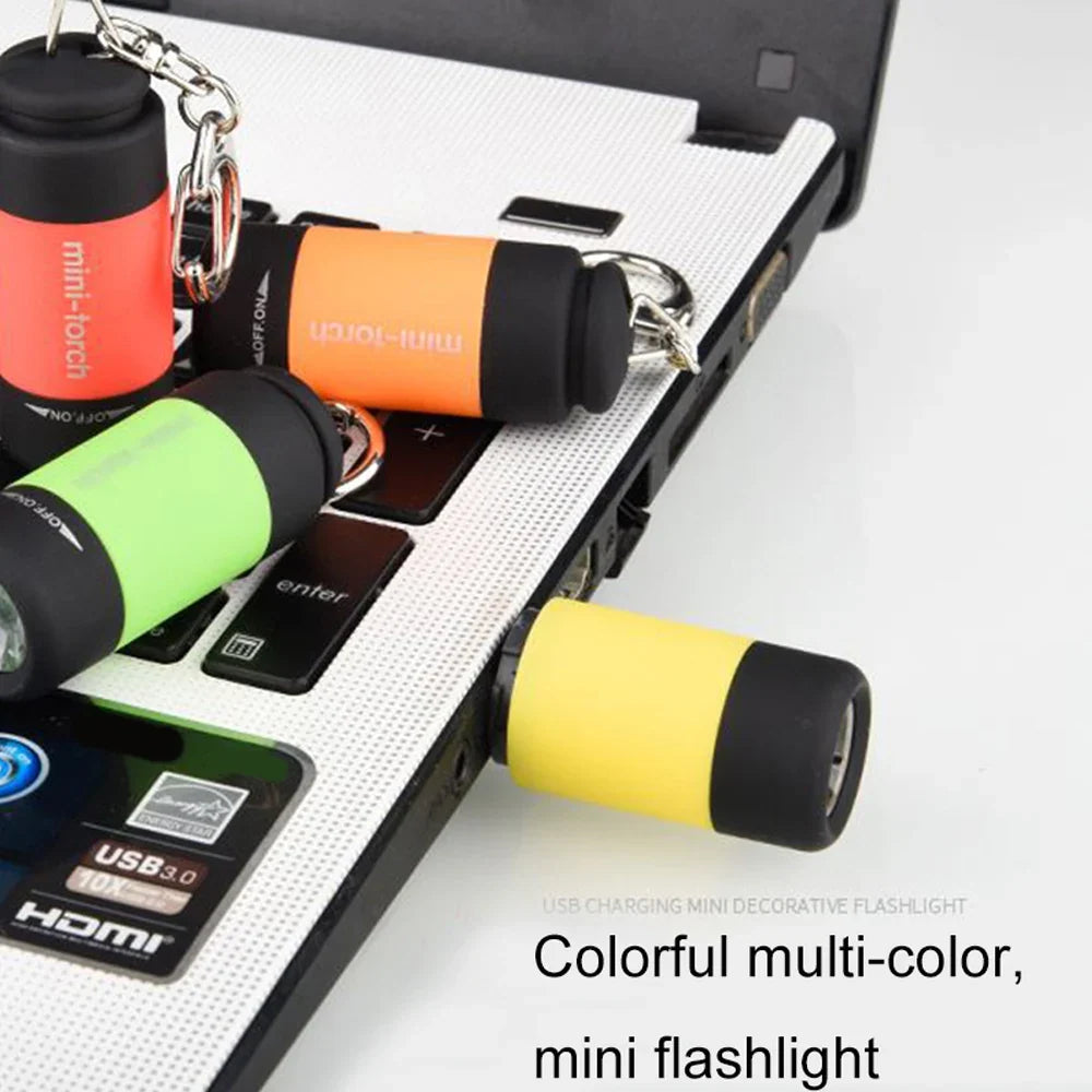 Mini LED Keychain Flashlight USB Rechargeable Waterproof EDC