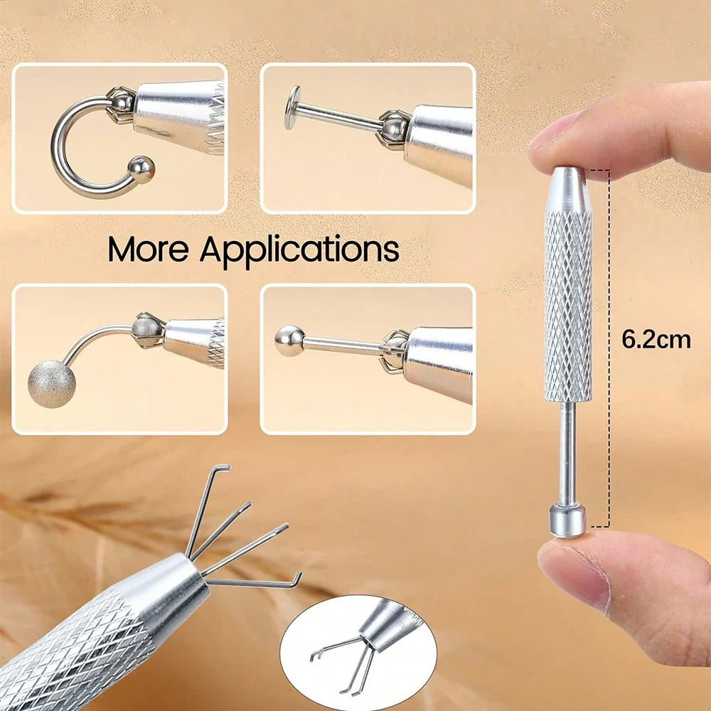 Stainless Steel Piercing Ball Grabber Tool Kit – Lip, Nose & Ear