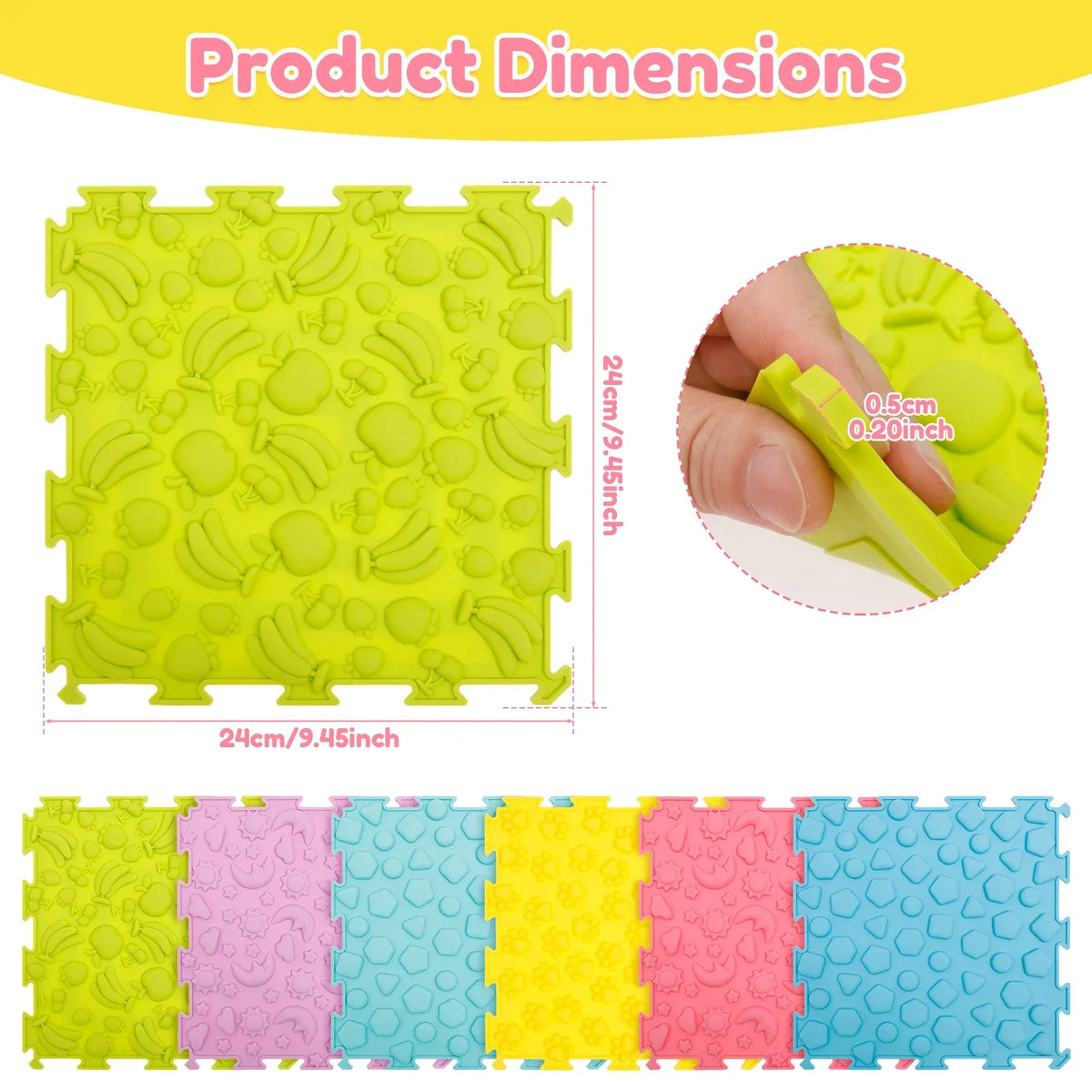 Silicone Interlocking Sensory Play Mat Set – 6 or 8 Pcs