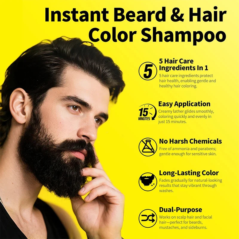 Sevich Black Beard Coloring Shampoo 250ml – Instant Dye Men