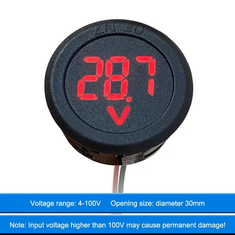 Waterproof DC 4-100V LED Digital Voltmeter Panel Gauge