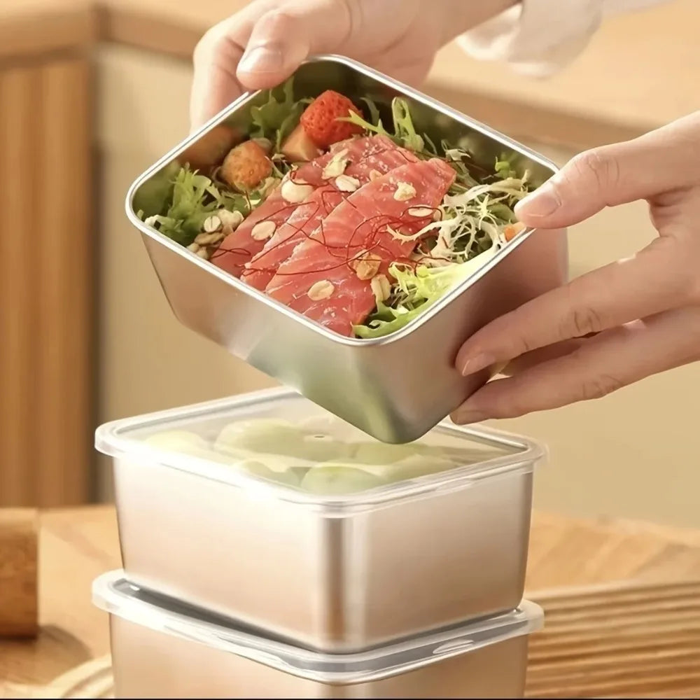 6-Piece Stainless Steel Food Containers – Leakproof & Stackable