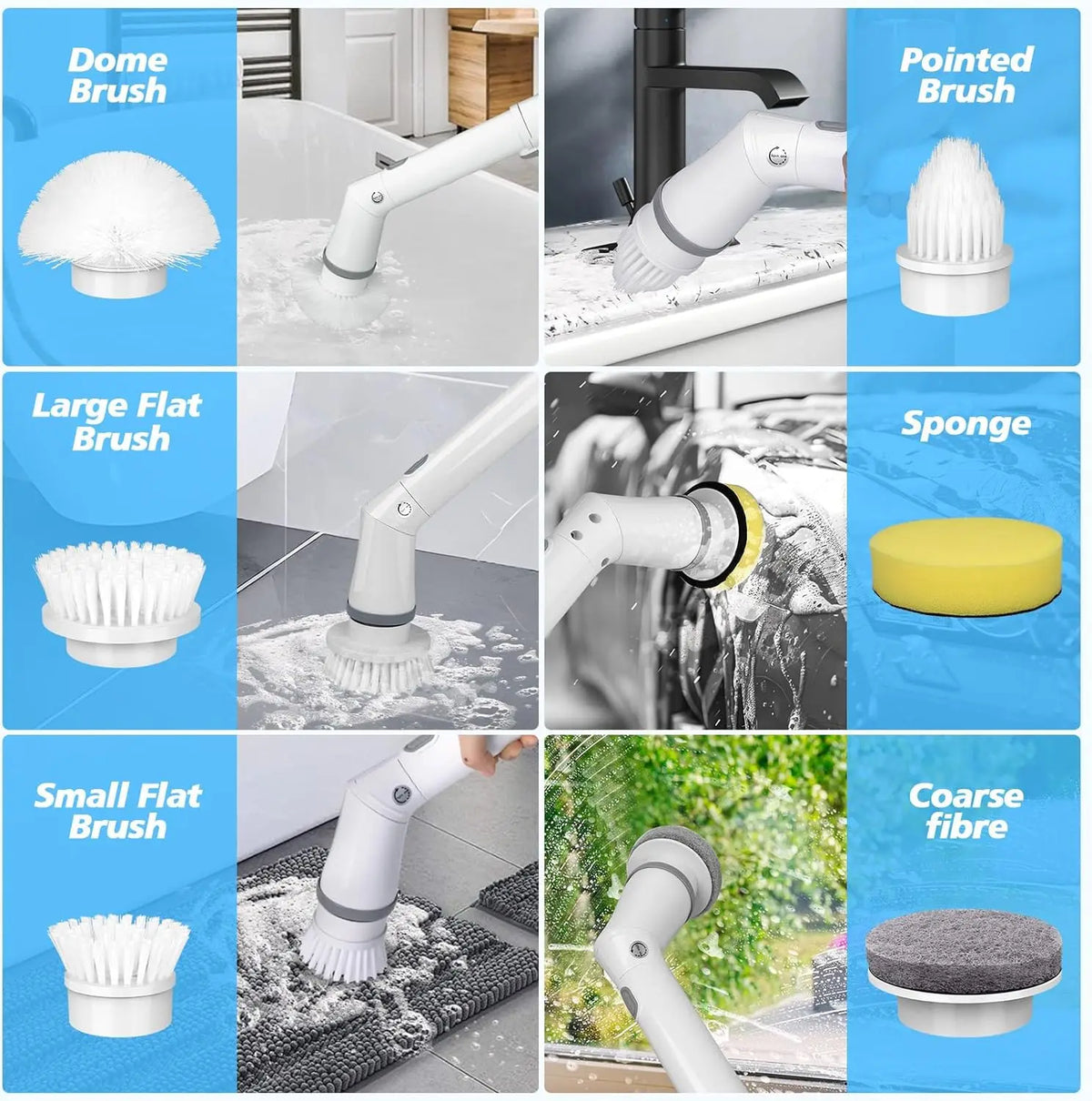 7-in-1 Electric Spin Scrubber 4000mAh IPX7 Cordless Cleaning Brush